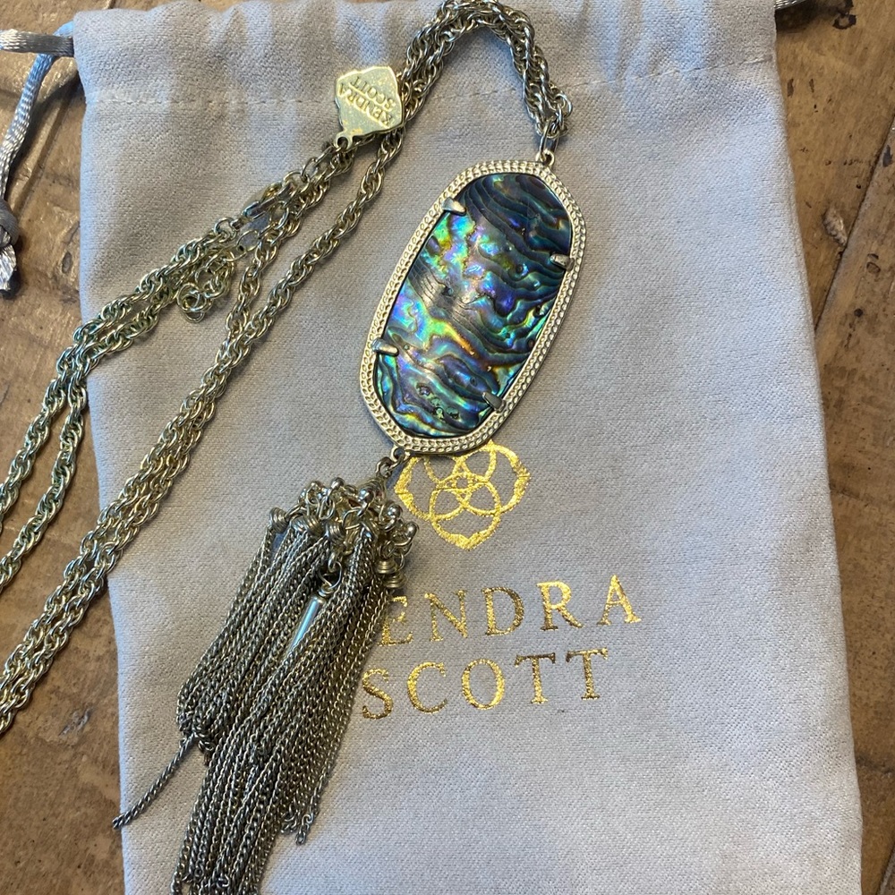Kendra Scott Gold Rayne Necklace in Abalone Shell